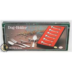 VINTAGE 6PC SET OF SILVER PLATED DOG SPOON & FORK