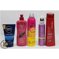 BAG OF ASSORTED HAIR PRODUCTS AND MORE