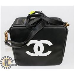 CHANEL REPLICA BLACK BAG WITH WHITE LOGO