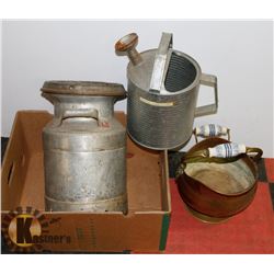 ESTATE BOX WITH CREAM CAN, WATERING CAN, AND