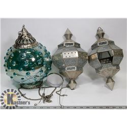 UNIQUE BLUE SILVER MIRRORED  BUBBLED GLASS