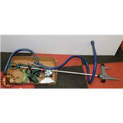 LOT OF ASSORTED GARDEN SUPPLIES - SPRINKLERS, HOSE