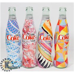SET OF 4 DIET COKE  12 OZ  GLASS BOTTLES