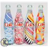 Image 1 : SET OF 4 DIET COKE  12 OZ  GLASS BOTTLES