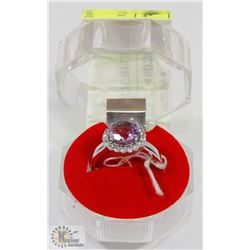 #7-GENUINE PURPLE AMETHYST & CZ RING