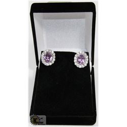 #14-GENUINE PURPLE AMETHYST & CZ  EARRINGS