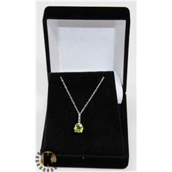 #37-GENUINE GREEN PERIDOT PENDANT NECKLACE