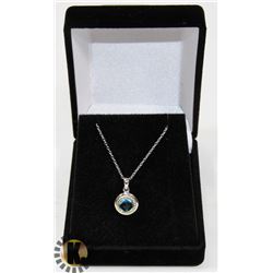 #32-GENUINE SKY  BLUE TOPAZ PENDANT NECKLACE