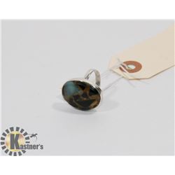 STERLING SILVER ONYX COPPER COMPOSITION RING