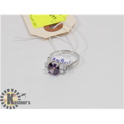 STERLING SILVER AMETHYST CZ RING SIZE 9.