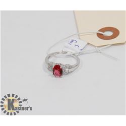 STERLING SILVER RUBY CZ RING SIZE 7.25.