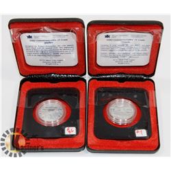 LOT OF 2 CANADA 1992 COMMEMORATIVE SILVER QUARTERS