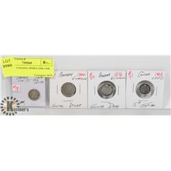 LOT OF 4 CANADA DIMES-1896,1908, 1900,1904