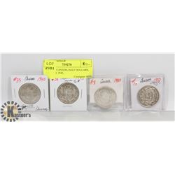 LOT OF 4 CANADA HALF DOLLARS, 1943, 1940, 1943,