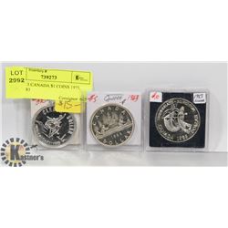 LOT OF 3 CANADA $1 COINS 1975, 1963, 1983