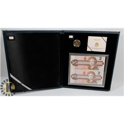 1996 PROOF $2 PIEDFORD AND BANK NOTE SET