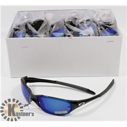 CASE OF BLACK OAKLEY STYLE SUNGLASSES