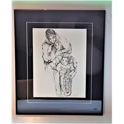 5)  FRAMED, DOUBLE MATTED UNDER GLASS