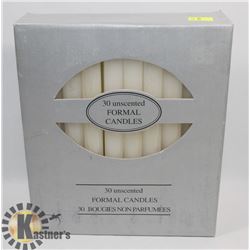 BOX OF 30 UNSCENTED FORMAL CANDLES