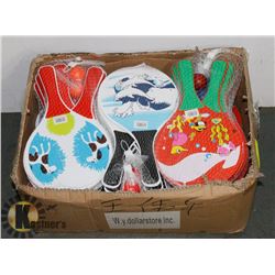 BOX OF PING PONG PADDLES