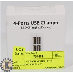 4 PORTS USB CHARGER, LED CHARGING DISPLAY