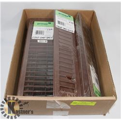 BOX OF 5 4" X 14" FLOOR HEAT REGISTERS ( CHOCOLATE