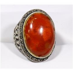LAPIDARY STONE 925 SILVER RING, INTRICATE DESIGN