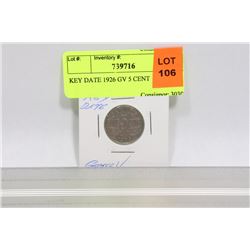 KEY DATE 1926 GV 5 CENT
