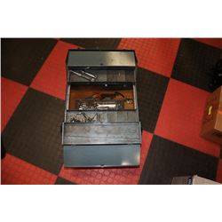 TOOL BOX WITH ASSORTED TOOLS.