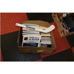 BOX OF VINTAGE HOCKEY MEDIA GUIDES AND MORE