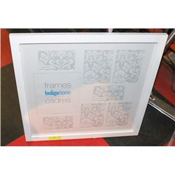 WHITE PICTURE FRAME-HOLDS 8 PICTURES