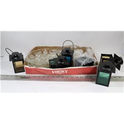 FLAT WITH GLASS SERVING DISHES & 6 CANDLE HOLDERS