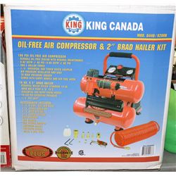 KING CANADA OIL FREE 100PSI AIR COMPRESSOR.
