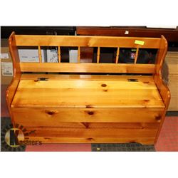 WOODEN BENCH STORAGE INSIDE LID 41" LONG X 27"