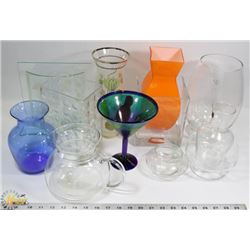 FLAT OF VASES WITH GOLD COLORED TRIM