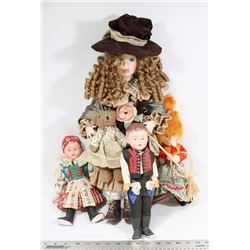 BOX OF 4 VINTAGE PORCELAIN DOLLS