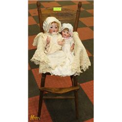 LOT OF TWO 1950S PORCELAIN DOLLS