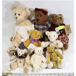 LOT OF 8 COLLECTIBLE BEARS - SOME WITH GLASS EYES