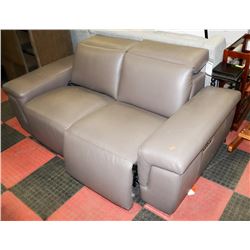 GREY LEATHER ELECTRIC RECLINING 72" LOVESEAT