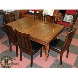 1907 MAHOGANY BASE RED WOOD TOP TABLE (42X42X31)