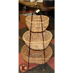3 TIER BASKET STORAGE STAND, 43" TALL