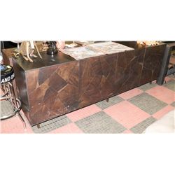 WOOD CREDENZA W/FAUX ROCK STYLE FRONT,