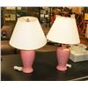 Image 1 : PAIR OF PINK TABLE LAMPS.