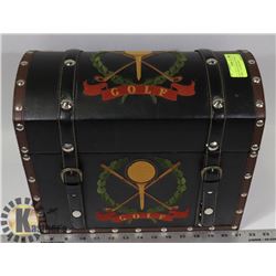 GOLF MOTIF TRINKET STORAGE CHEST - LEATHER WITH