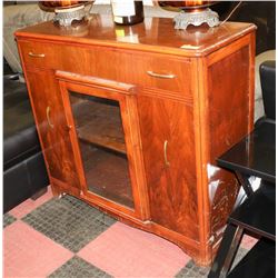 VINTAGE SIDEBOARD W/GLASS DOOR FRONT, 44"X16.5"X39