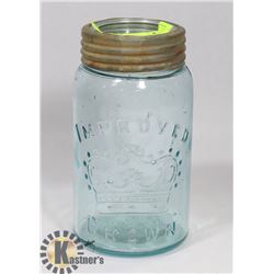 BLUE CROWN CANNING JAR.