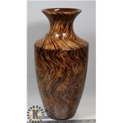 SOLID WOOD SWIRL DESIGN VASE.