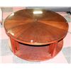 Image 1 : ROUND WOOD COFFEE TABLE W/GLASS TOP