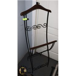 WROUGHT/WOOD TRIM VALET STAND - FOLDS FOR