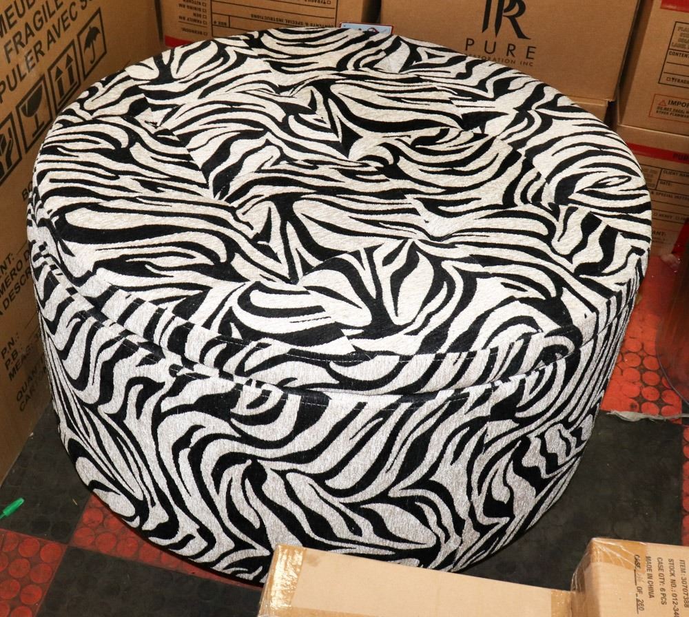 EZTIA STORAGE OTTOMAN ZEBRA PATTERN